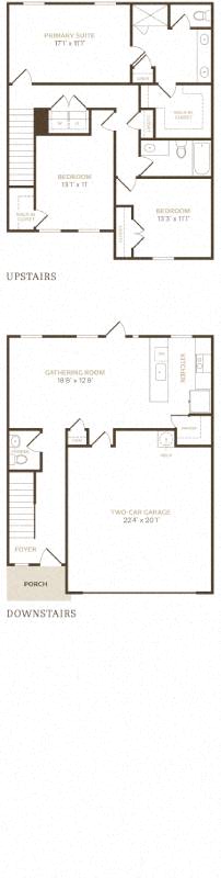 Floor plan for 3 beds, 2.5 baths, 1530 sqft