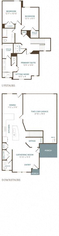 Floor plan for 3 beds, 2.5 baths, 1722 sqft