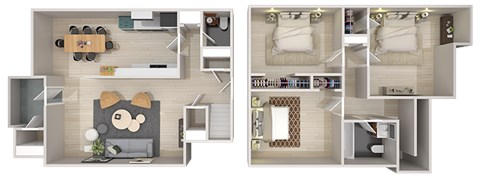 Floor plan for 3 beds, 1.5 baths, 1100 sqft