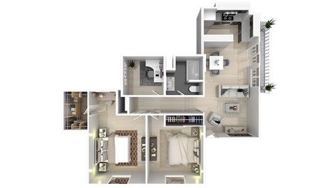 Floor plan for 2 beds, 1 bath