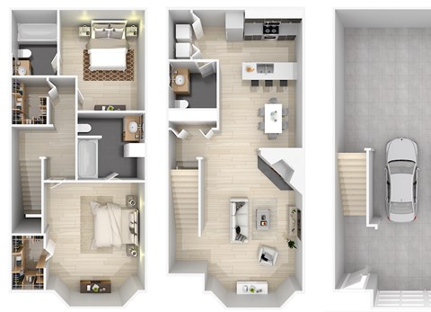 Floor plan for 2 beds, 2.5 baths, 1104 sqft