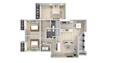 Floor plan for 3 beds, 2 baths, 1145 sqft