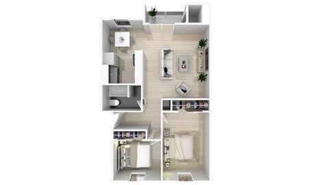 Floor plan for 2 beds, 1 bath, 826 sqft