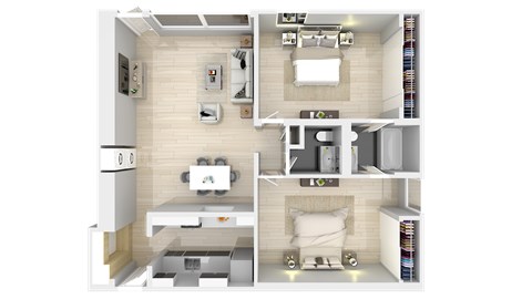 Floor plan for 2 beds, 1.5 baths, 914 sqft
