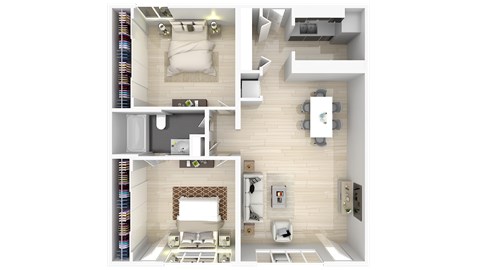 Floor plan for 2 beds, 1 bath, 914 sqft