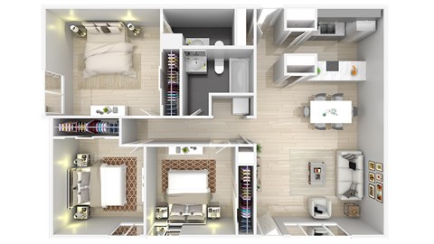 Floor plan for 3 beds, 1.5 baths