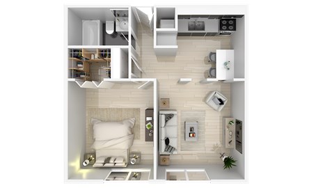 Floor plan for 1 bed, 1 bath, 530 sqft