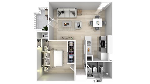 Floor plan for 1 bed, 1 bath