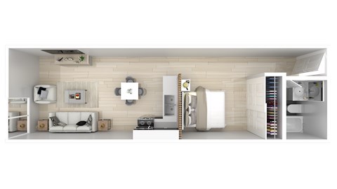 Floor plan for studio, 1 bath