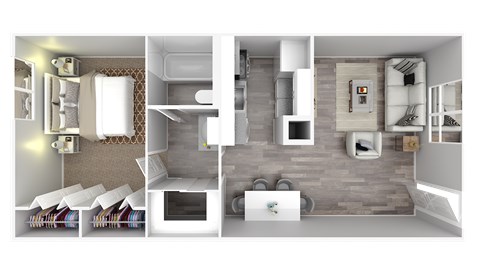 Floor plan for 1 bed, 1 bath