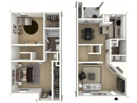 Floor plan for 2 beds, 1.5 baths, 1060 sqft