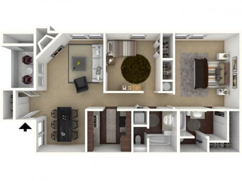 Floor plan for 2 beds, 2 baths, 925 sqft