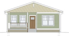 South Bend apartment for rent - A drawing of a house with a green siding and a brown door.