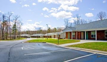 Farmville apartment for rent - an empty parking lot in front of a building