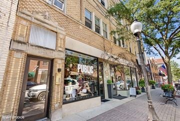 Arlington Heights apartment for rent - A street view of a building with a sign that says "Public".