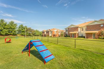 Leash free bark park with agility equipment