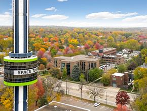 St. Paul apartment for rent - A view of a campus from a high vantage point with a Space Tower in the foreground.