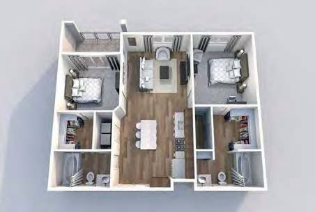 Floor plan for 2 beds, 2 baths, 920 sqft