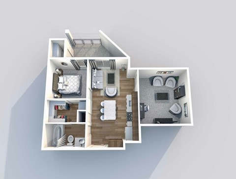 Floor plan for 1 bed, 1 bath, 825 sqft