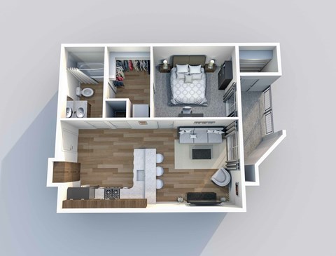 Floor plan for 1 bed, 1 bath, 546 sqft
