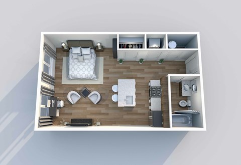 Floor plan for studio, 1 bath, 558 sqft
