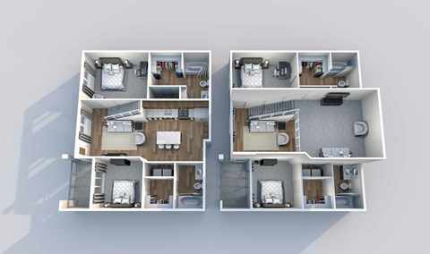 Floor plan for 2 beds, 2 baths, 1047 sqft