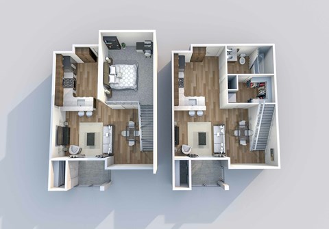 Floor plan for 1 bed, 1 bath, 685 sqft