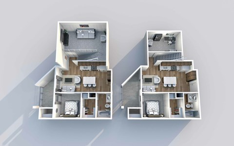 Floor plan for 1 bed, 1 bath, 992 sqft