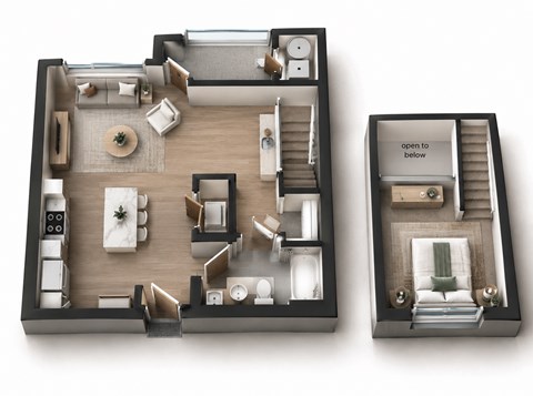 Floor plan for 1 bed, 1 bath, 672 sqft