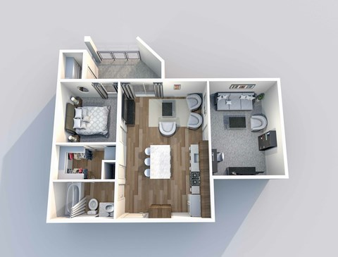 Floor plan for 1 bed, 1 bath, 816 sqft