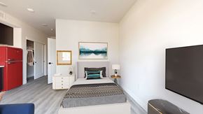 Denver apartment for rent - a bedroom with a bed and a tv