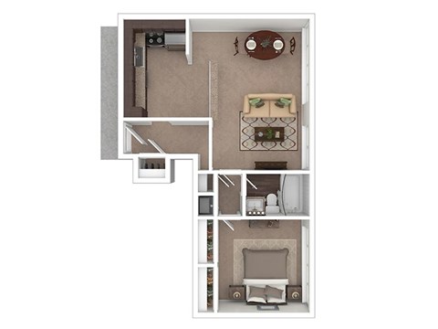 Floor plan for 1 bed, 1 bath, 656 sqft