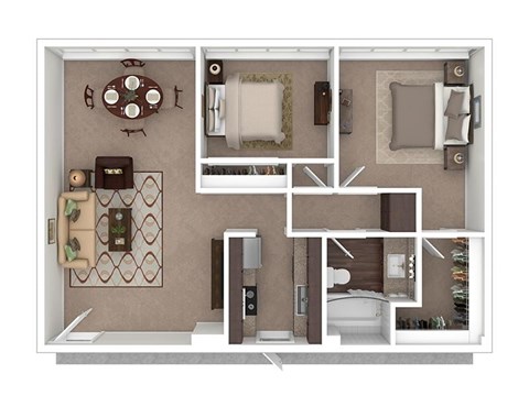 Floor plan for 2 beds, 1 bath, 800 sqft