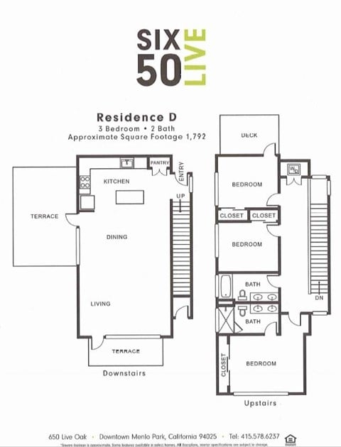 Floor plan for 3 beds, 2 baths, 1792 sqft