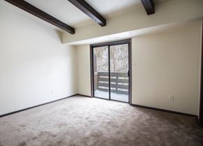 Mckeesport apartment for rent - A room with a carpeted floor and a sliding glass door.