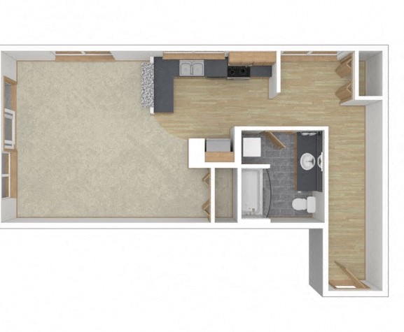 Floor plan for studio, 1 bath, 750 sqft