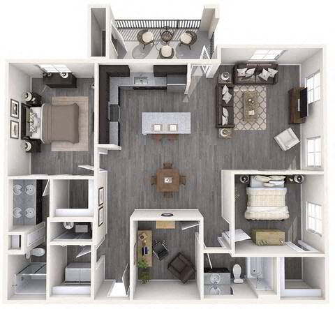 Floor plan for 2 beds, 2 baths, 1471 sqft