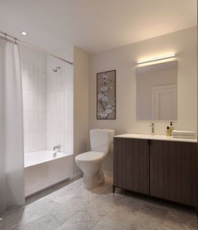 Philadelphia apartment for rent - a bathroom with a toilet and a tub and a sink