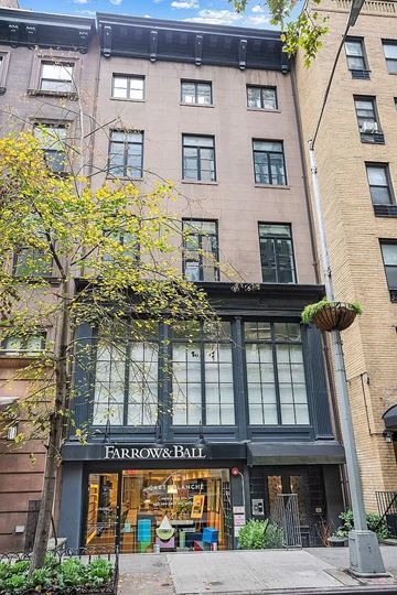 New York apartment for rent - A tree in front of a building with a sign that says "Farrow & Ball".