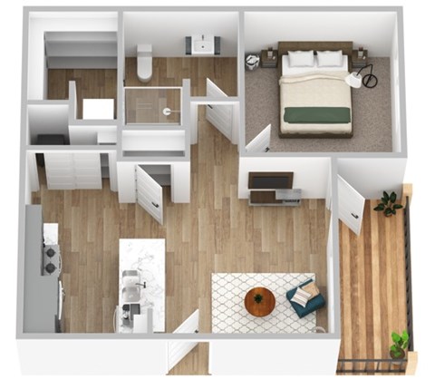Floor plan for 1 bed, 1 bath, 574 sqft