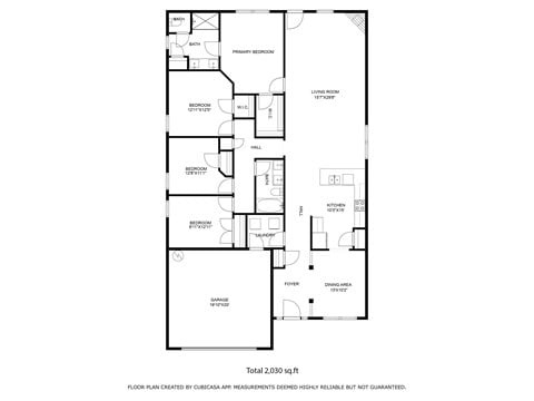 Floor plan for 4 beds, 2 baths, 2030 sqft