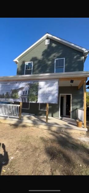 South Bend apartment for rent - A house under construction with a banner on the front.