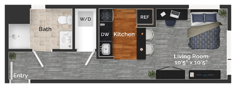 Floor plan for studio, 1 bath, 356 sqft