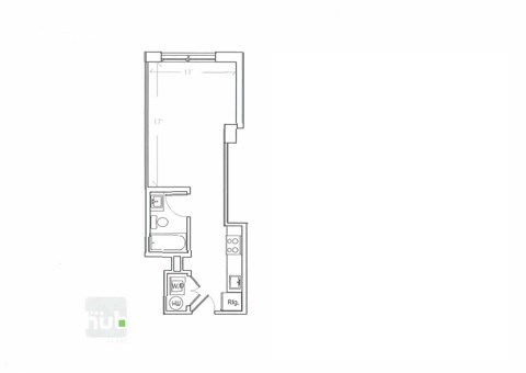Floor plan for studio, 1 bath, 370 sqft