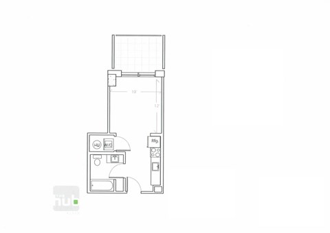 Floor plan for studio, 1 bath, 325 sqft