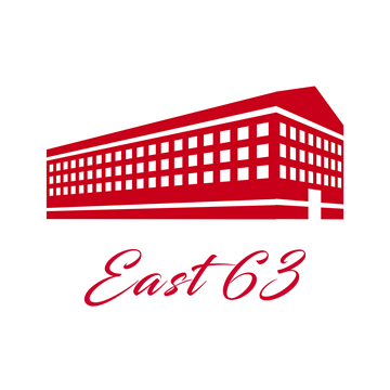 New York apartment for rent - A red building with the words East 63 written underneath it.