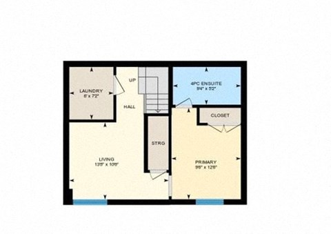 Floor plan for 2 beds, 2 baths