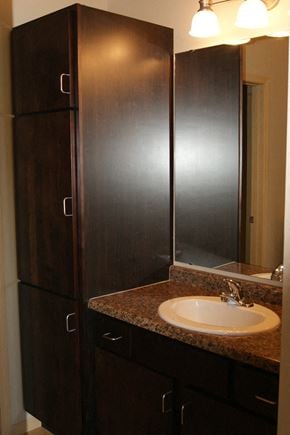 Moorhead apartment for rent - a bathroom with a sink and a mirror
