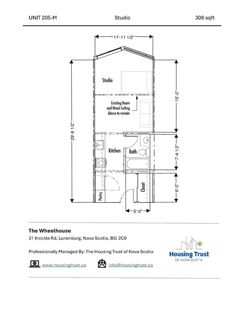 Floor plan for studio, 1 bath, 310 sqft