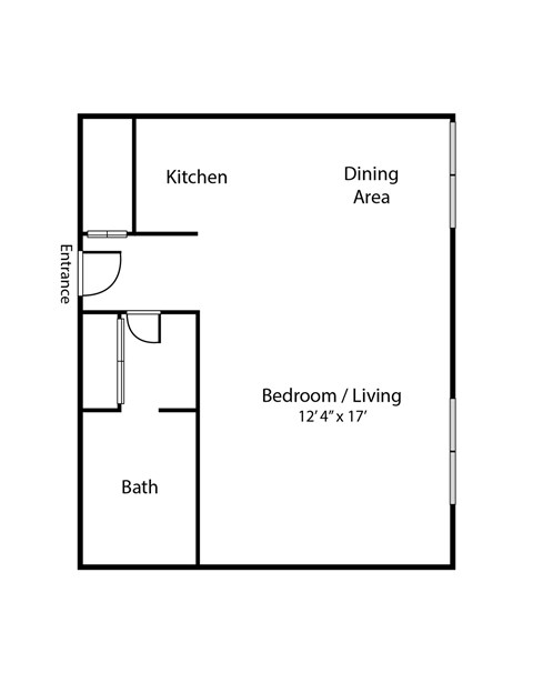 Floor plan for studio, 1 bath, 550 sqft